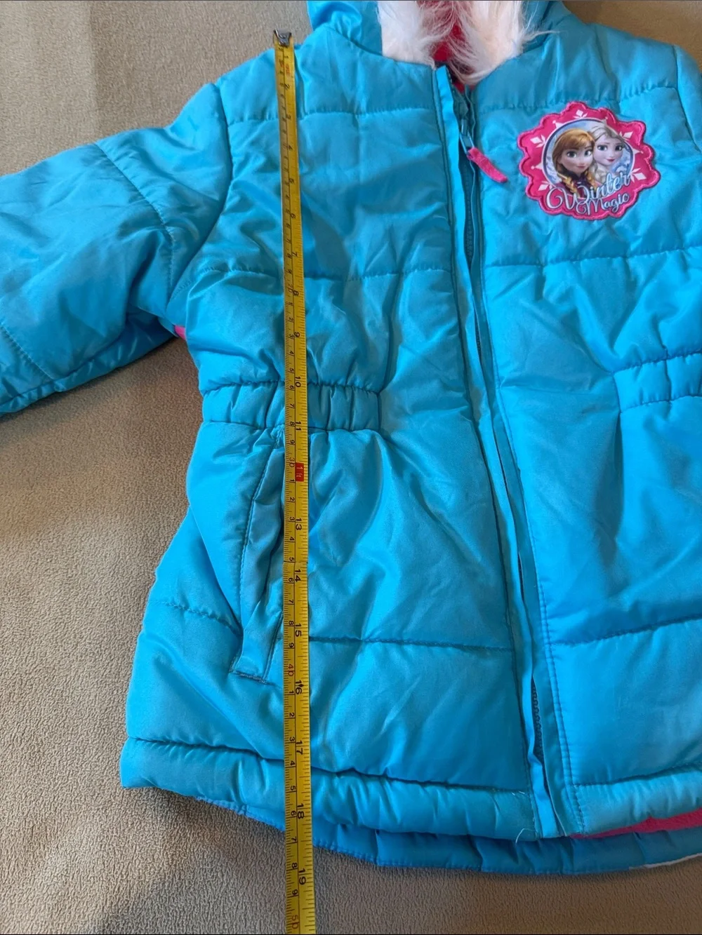 Disney Frozen Winter Puffer coat, winter blue - Bright Pink Lining